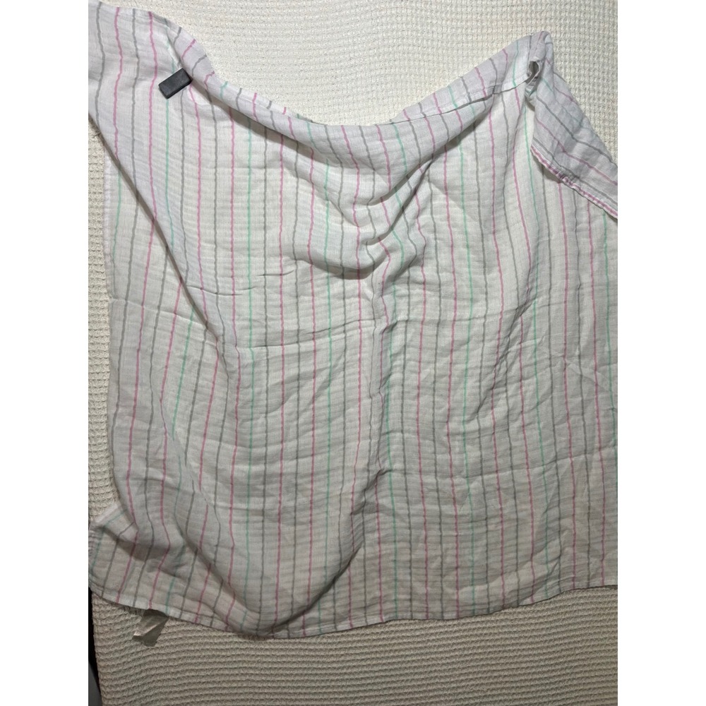 Ideal Baby Swaddle Blanket Kids OS White Pink Green Striped Muslin